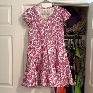 CELINA MOON Pink and White Floral Dress